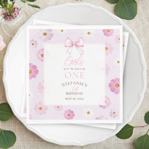Girls Just Wanna Be One Girl Fancy One Birthday Napkin