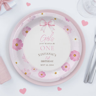 Girls Just Wanna Be One Girl Fancy One Birthday Paper Plate