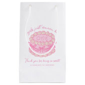 Girls Just Wanna Be One Pink Bow 1st Birthday Small Gift Bag (Front)