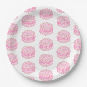 Girls Just Wanna Be One Pink Bow Birthday Paper Plate