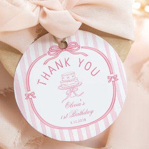 Girls Just Wanna be One Pink Bow Thank You Favour Tags