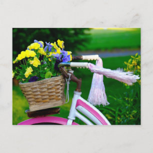 Girls Just Wanna Have Fun, Pink Girls Bicycle Postcard
