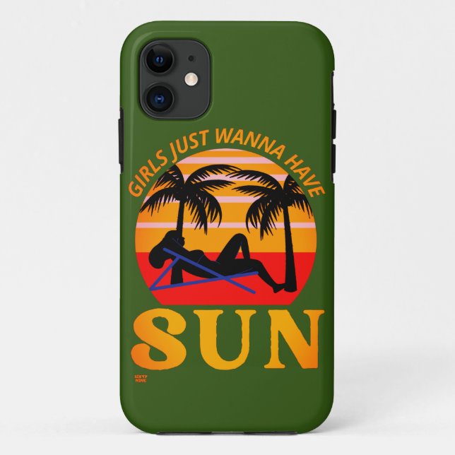 "GIRLS JUST WANNA HAVE SUN" funny holiday gift     Case-Mate iPhone Case (Back)