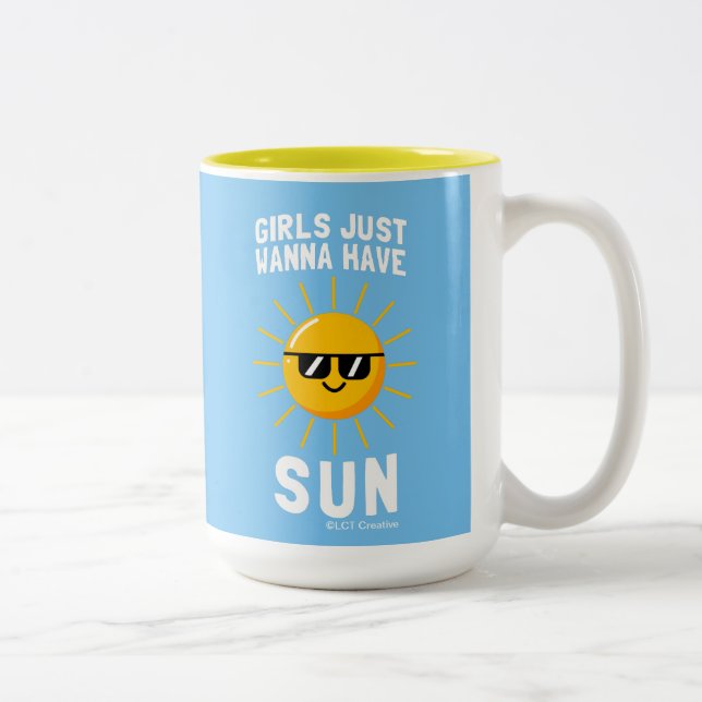 Girls Just Wanna Have Sun Two-Tone Coffee Mug (Right)