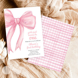 Girls Just Wanne Be One Pink Bow Coquette Birthday Invitation