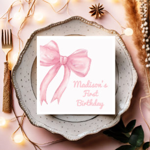 Girls Just Wanne Be One Pink Bow Coquette Birthday Napkin