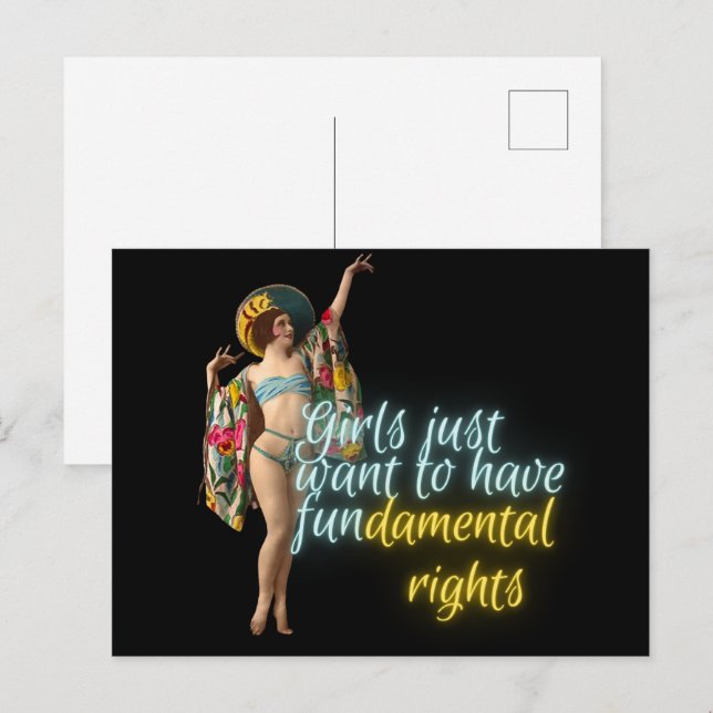 Girls Just Want Fundamental Rights Campy Dancer Postcard (Front/Back)