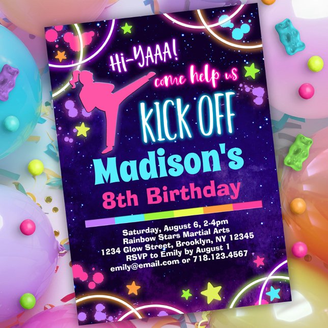 Girls Karate Birthday Party Invitation (Creator Uploaded)