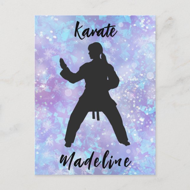 Girls Karate Blue Purple Personalised   Postcard (Front)