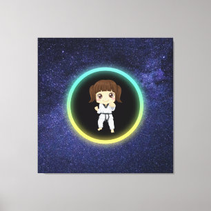 Girls Karate Galaxy Canvas Print