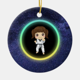 Girls Karate Galaxy   Ceramic Tree Decoration