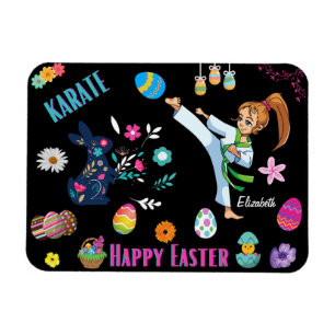 Girls Karate Happy Easter Decorative   Magnet