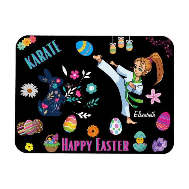 Girls Karate Happy Easter Decorative   Magnet (Horizontal)