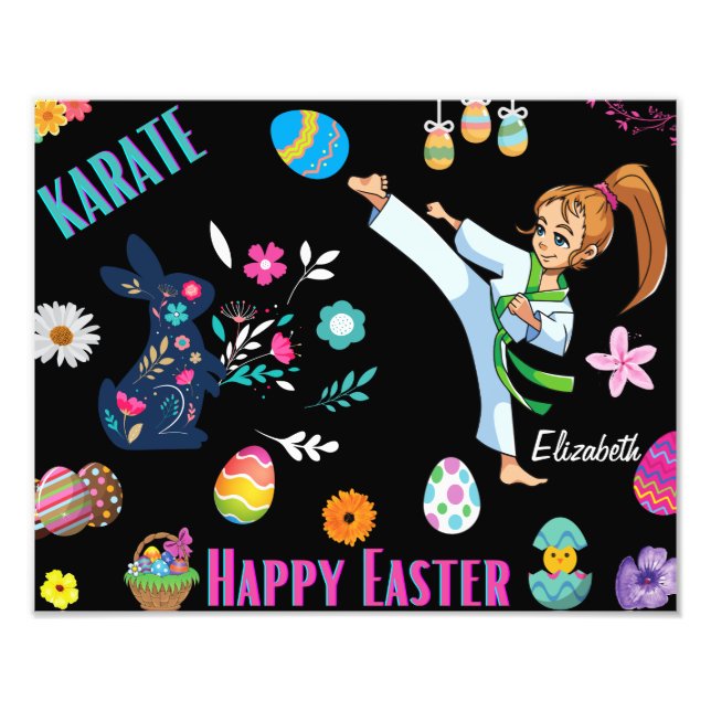 Girls Karate Happy Easter Decorative  Photo Print (Front)