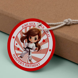 Girl's Karate Martial Arts Birthday Party Classic Round Sticker