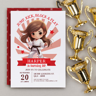Girl's Karate Martial Arts Birthday Party  Invitation