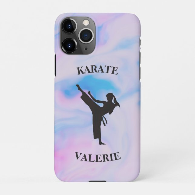 Girls Karate Pastel Swirl iPhone Case (Back)