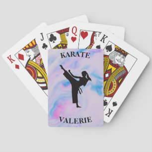 Girls Karate Pastel Swirl Playing Cards