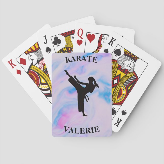 Girls Karate Pastel Swirl Playing Cards (Back)