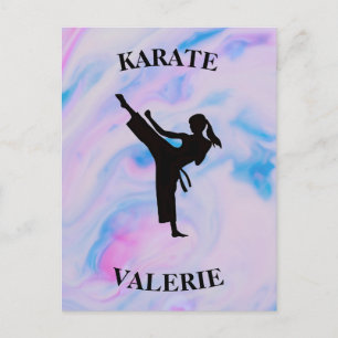 Girls Karate Pastel Swirl Postcard