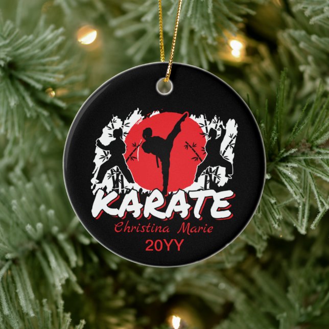 Girls Karate - Patriotic Japan Japanese Theme Cera Ceramic Tree Decoration (Tree)