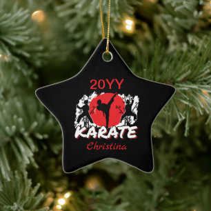 Girls Karate - Patriotic Japan Japanese Theme Ceramic Tree Decoration