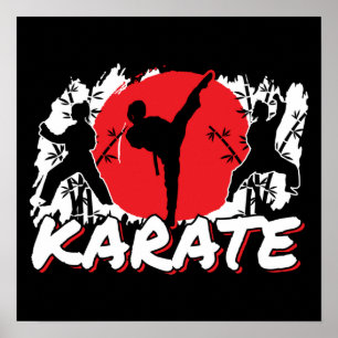 Girls Karate - Patriotic Japan Japanese Theme Poster
