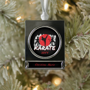 Girls Karate - Patriotic Japan Japanese Theme Silver Plated Banner Ornament