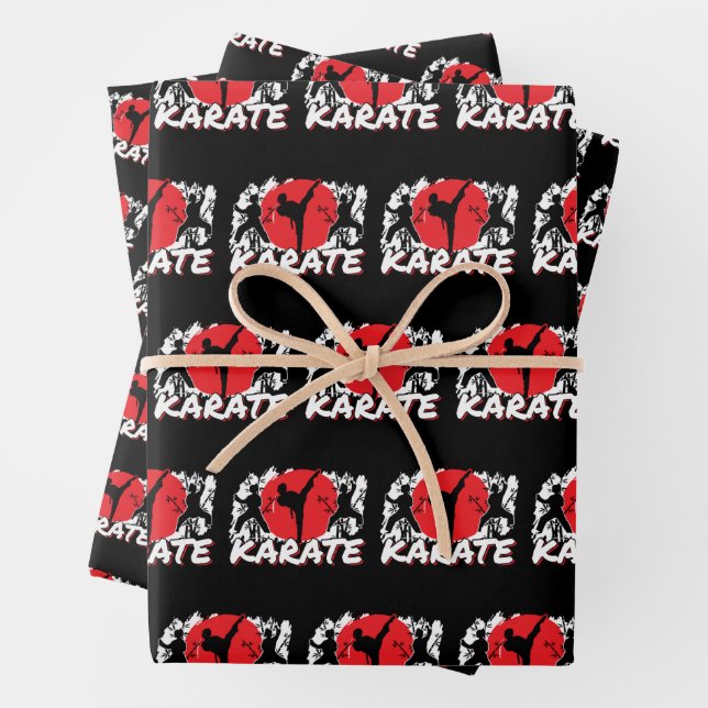Girls Karate - Patriotic Japan Japanese Theme Wrapping Paper Sheet (In situ)