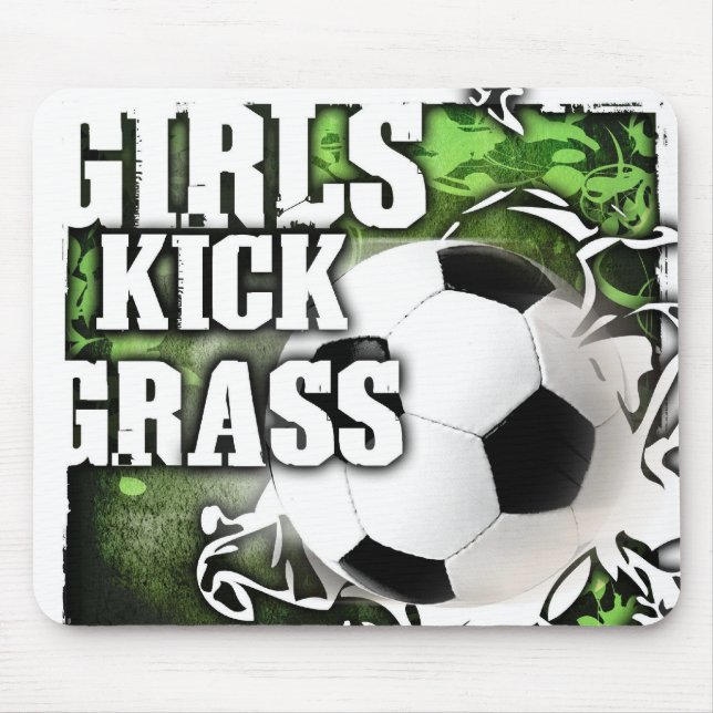Girls Kick Grass Mouse Mat (Front)