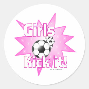 Girls Kick it Classic Round Sticker