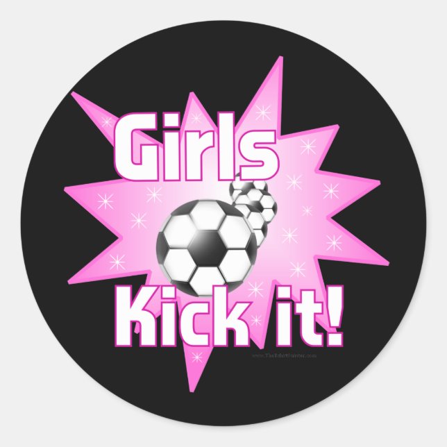 Girls Kick it Classic Round Sticker (Front)