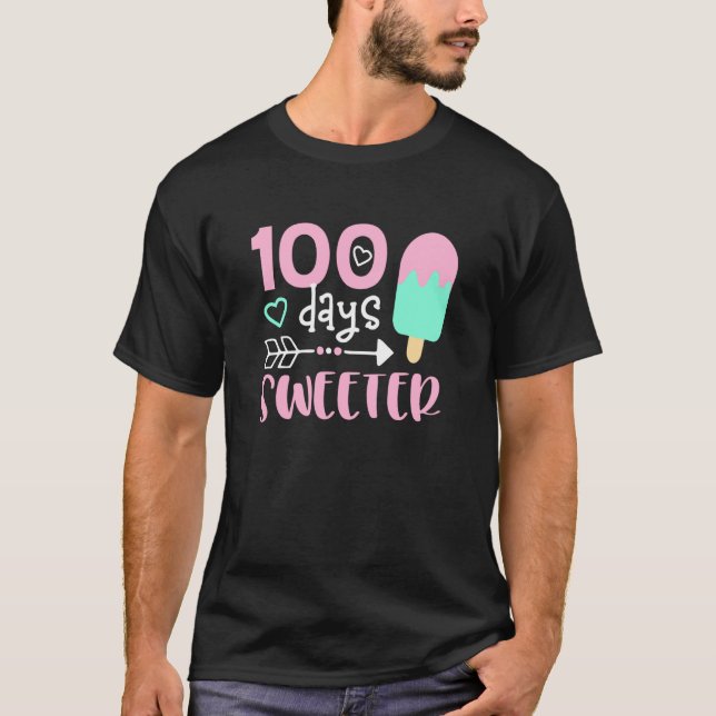 Girls Kids 100 Day Of Sweeter 100th Days of School T-Shirt (Front)
