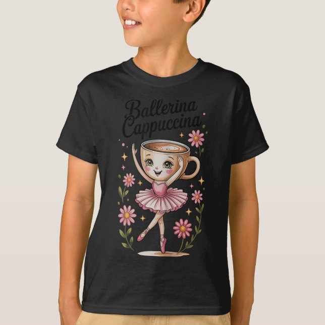 Girls Kids Meme Italian Brainrot Ballerina Cappucc T-Shirt (Front)