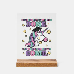 Girls Kindergarten Graduation Magical Unicorn T-Sh Acrylic Sign