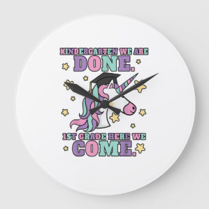 Girls Kindergarten Graduation Magical Unicorn T-Sh Large Clock