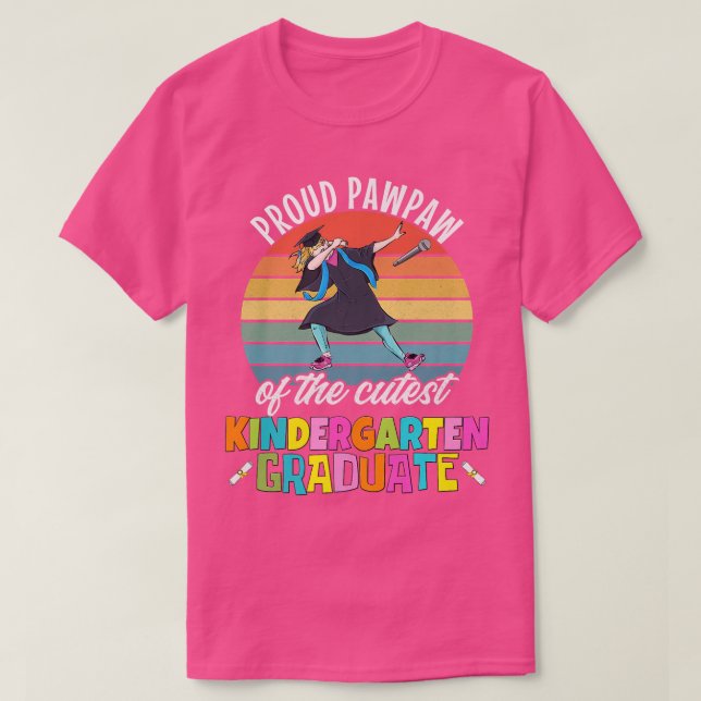 Girls Kindergarten Graduation Proud Pawpaw Dabbing T-Shirt (Design Front)