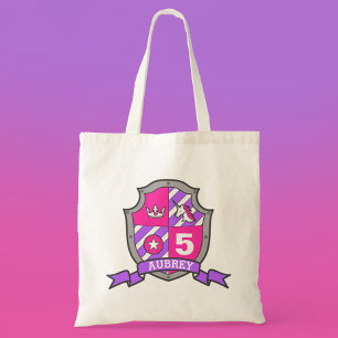 Girls knight shield personalised library bag