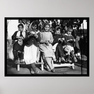 Girls Knitting in Albania 1923 Poster