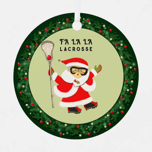 Girls Lacrosse Christmas 2025 Metal Tree Decoration (Front)