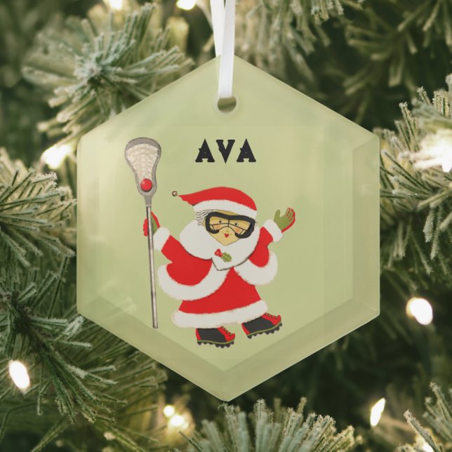 Girls Lacrosse Christmas Collectable Glass Tree Decoration (Insitu)