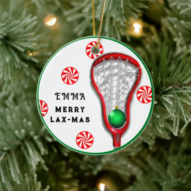 Girls Lacrosse Christmas Collectible Ceramic Tree Decoration (Tree)