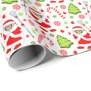 Girls Lacrosse Christmas Holiday Gift Wrapping Paper