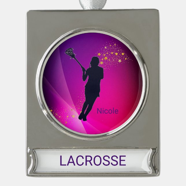 Girls Lacrosse Christmas Ornament (Front)