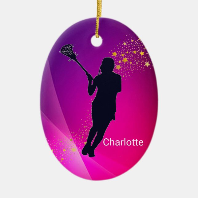 Girls Lacrosse Dominant Defender Ornament (Front)