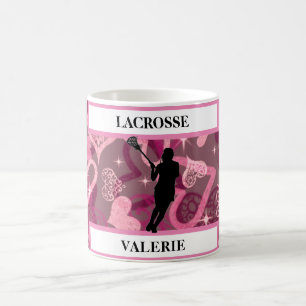 Girls Lacrosse Floating Rose Hearts   Coffee Mug