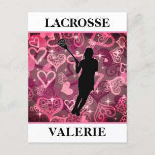 Girls Lacrosse Floating Rose Hearts Postcard
