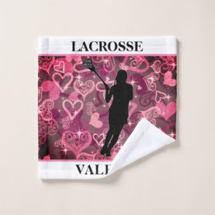 Girls Lacrosse Floating Rose Hearts Wash Cloth