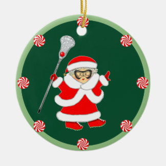 Girls Lacrosse Holiday Gift Ceramic Tree Decoration