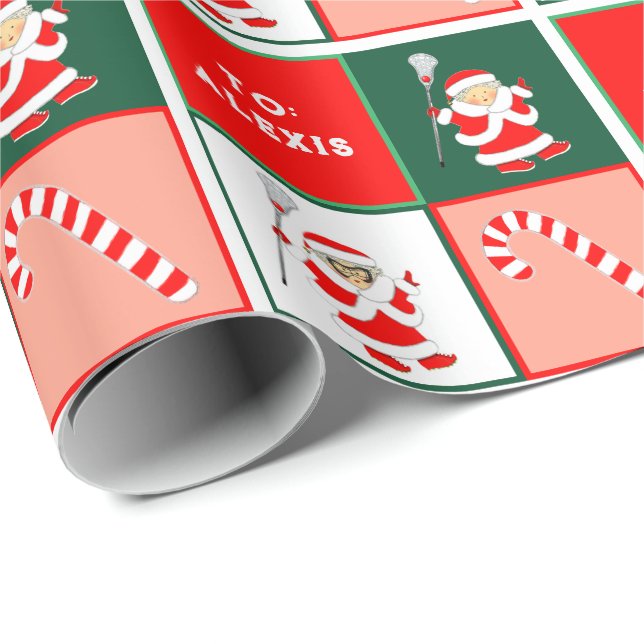 Girls Lacrosse Holiday Gift Wrapping Paper (Roll Corner)